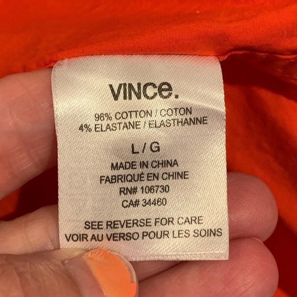 Vince Men's Short Sleeve Button Up Orange Large - Picture 5 of 7